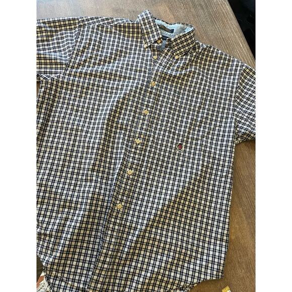 TOMMY HILFIGER Navy Plaid S/S Button Down Top Shirt Men's L - Picture 4 of 10